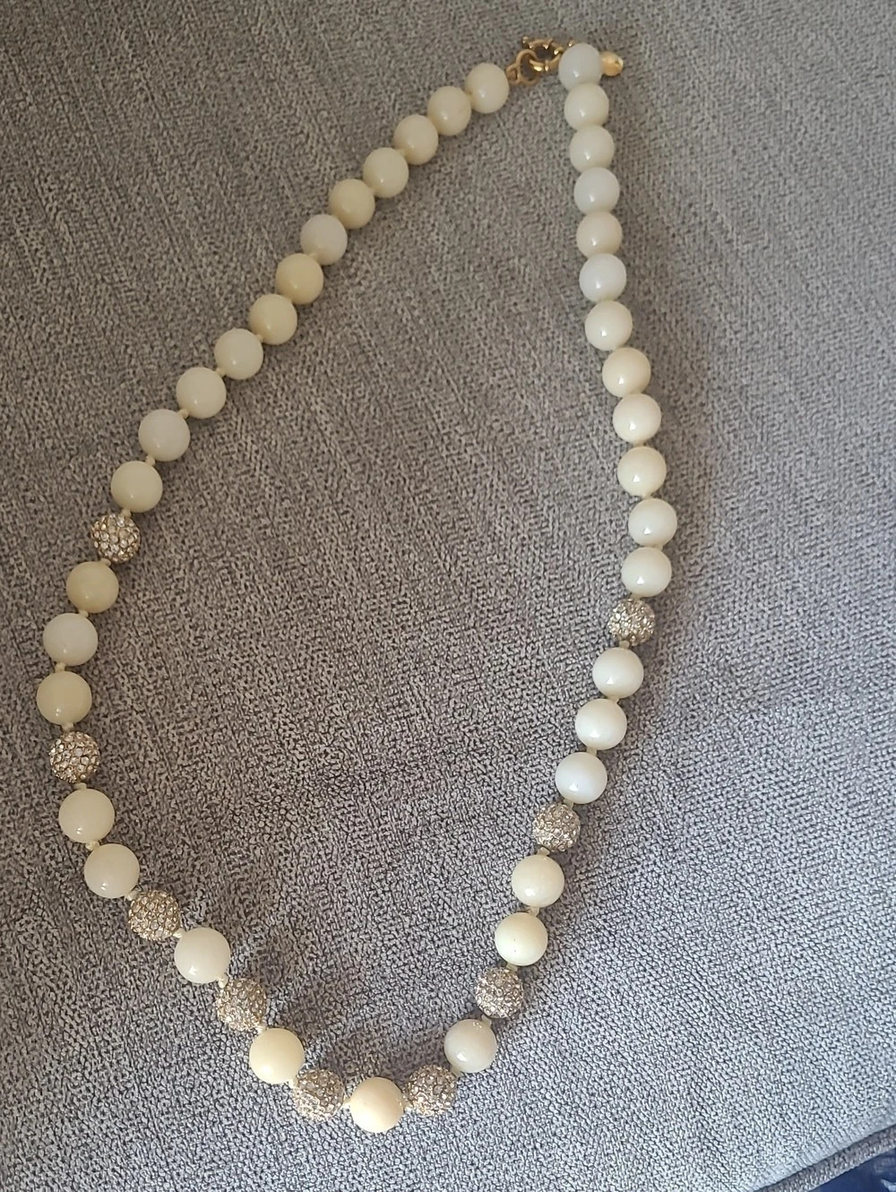 J Crew Cream Beaded & Pave Rhinestone Ball Statement Necklace